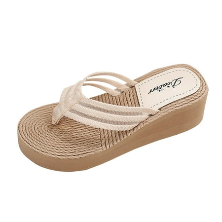 

ZHAGHMIN Slipper Scuffs Fashion Spring And Summer Women Slippers Flip Flops Thick Bottom Wedge Heel Solid Color Lightweight Comfortable Beach Style Slippers For Women Open Toe Slippers Women Fluff Y