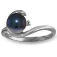 thumbnail image 3 of Galaxy Gold 14k Solid White Gold Ring with Natural 1.01 Carat Black Pearl and Diamond - Size 9.5, 3 of 3