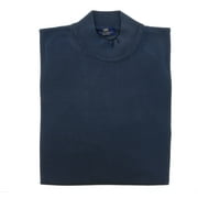 Cotton-Modal Blend Mock Neck Big Mens Navy Blue Sweater by Real Cashmere-XL Big for Mens