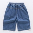 thumbnail image 3 of Ticikt Boys' Cotton Denim Capri Shorts, Elastic Waist Car Embroidered Summer Pants,Dark Blue,7-8 Years, 3 of 6