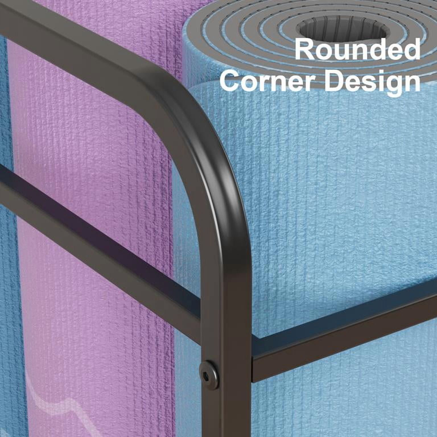 Yoga Mat Storage Rack with Wheels Iron Organizer Holds 12 Yoga Mats Thickened Metal Structure Durable Corrosion-Resistant 4 Smooth Rolling Wheels Easy Move Space Saving Keeps Workout Area Tidy