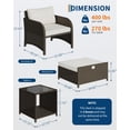 thumbnail image 4 of CazToi 5 Piece Outdoor Rattan Patio Sofa Set, PE Rattan Conversational Setwith 2 Single Seats, 2 Ottomans & Coffee Table, 4 of 7