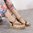 thumbnail image 4 of OAVQHLG3B Women's Bohemian Flat Flower Low Wedge Sandals Summer Outer Footwear Beach Sandals, 4 of 7