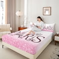 thumbnail image 4 of Homewish Romantic Eiffel Tower Twin Sheet Sets, Pink Sequin Print Twin Fitted Sheet, Anniversary Blossoms Floral Flat Sheet, Ultra Soft Bedroom Decor, 3pcs, 4 of 7