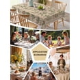 thumbnail image 5 of Vintage Botanical Table Cloth, Waterproof Tablecloth for Square Tables, Country Herbs Leaves Plants Flowers Brown Reusable Washable Fabric Table Cover for Restaurant Kitchen Dining Tables 54"x54", 5 of 9