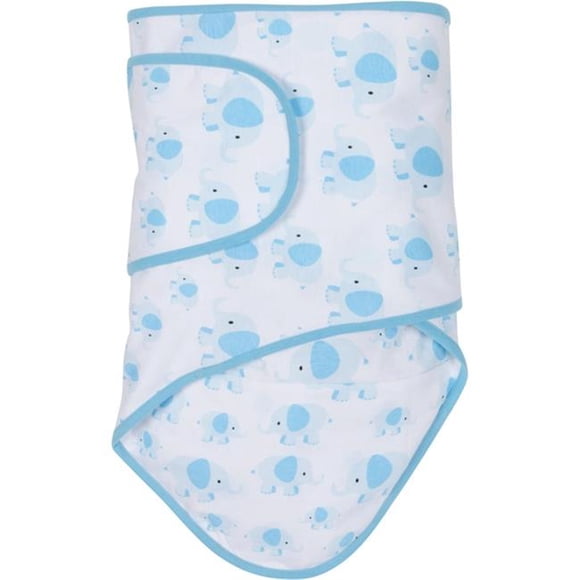 Miracle Blanket 15847 Elephants With Blue Trim Baby Swaddle Blanket