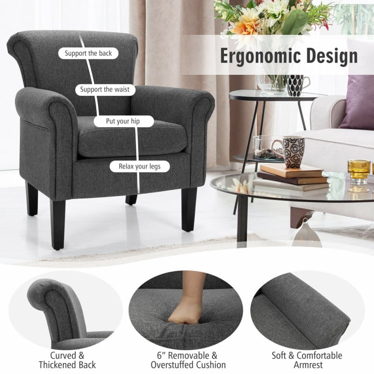 Finihen Accent Armchair, Upholstered Fabric Accent Chair with Adjustable Foot Pads, for Living Room, Bedroom, Dark Gray Finihen Accent Armchair, Upholstered Fabric Accent Chair with Adjustable Foot Pads, for Living Room, Bedroom, Dark Gray
