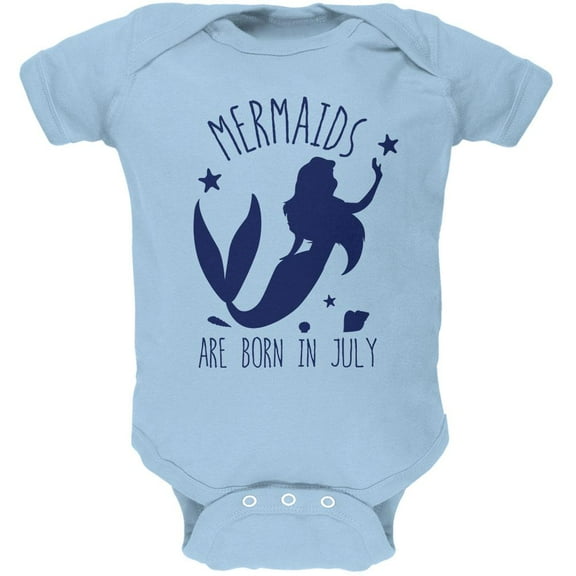 Mermaids Are Born In July Soft Baby One Piece Light Blue 12-18 M