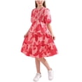 thumbnail image 6 of Bnwani Dresses for Girls Puff Sleeve Round Neck Girls Dresses Comfortable Dress Red Sizes 8-12, 6 of 9