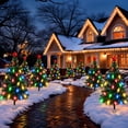thumbnail image 6 of PUCACHI Solar Christmas Tree Outdoor 4 Pack, 8 Modes Solar Xmas Tree Lights with 80 Strawberry Multicolor Lights, IP65 Waterproof, for Porch Pathway Yard Garden Lawn, 6 of 8