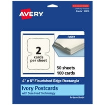 Avery Printable Flourished Edge Postcards, 4" x 6", Ivory, 100ct