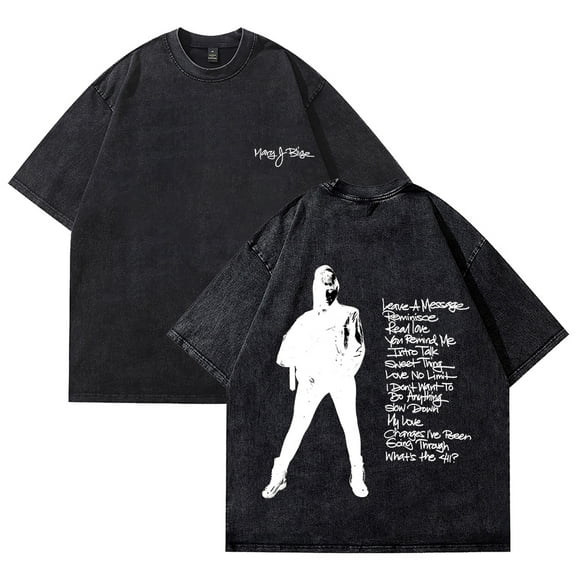 Mary J. Blige Merch What's the 411? T-shirt Women Men Vintage Mineral Washed Cotton Crewneck Short Sleeve