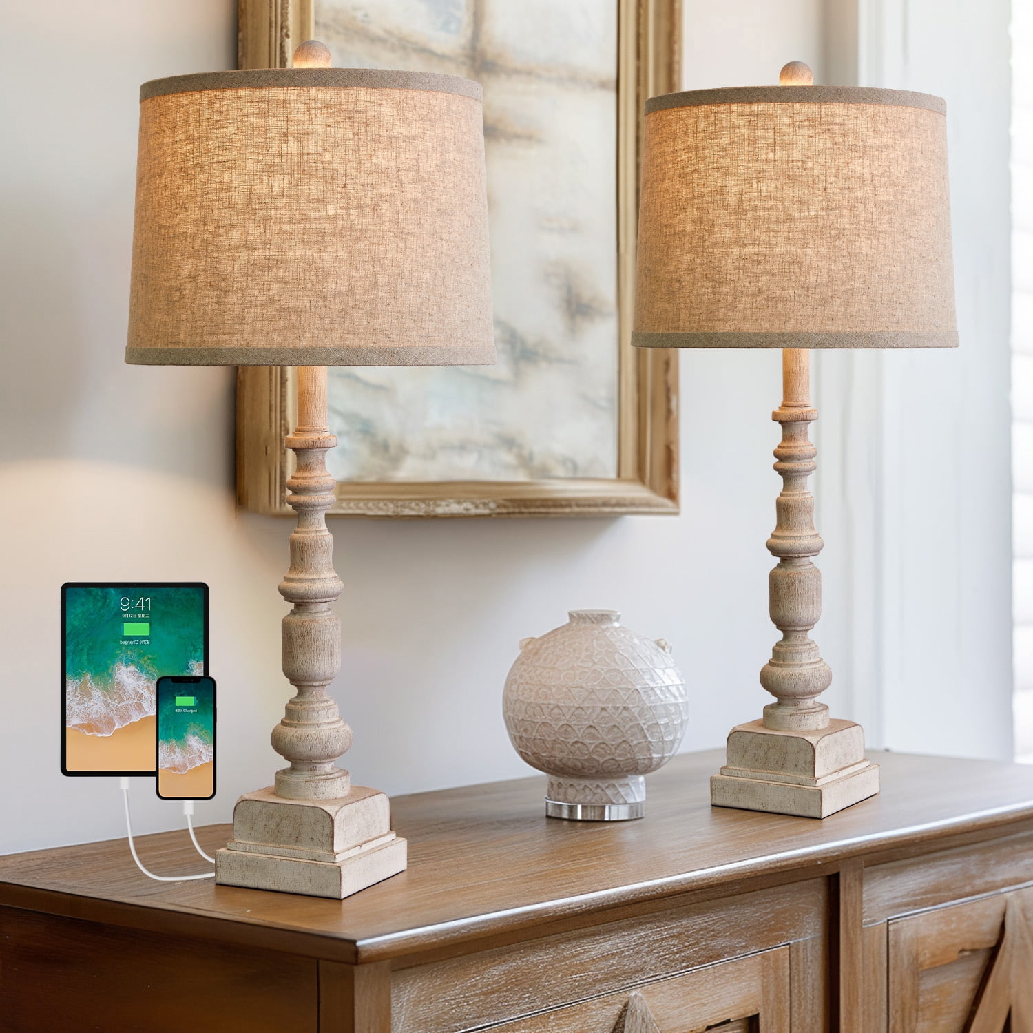 Farmhouse Table Lamp Set of 2, 26