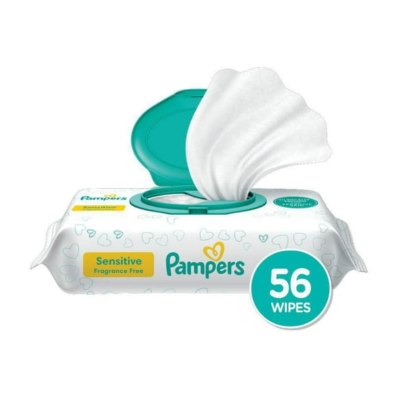 Lingettes pour bébés non parfumées Pampers Sensitive, 1X boîte distributrice 56 lingettes