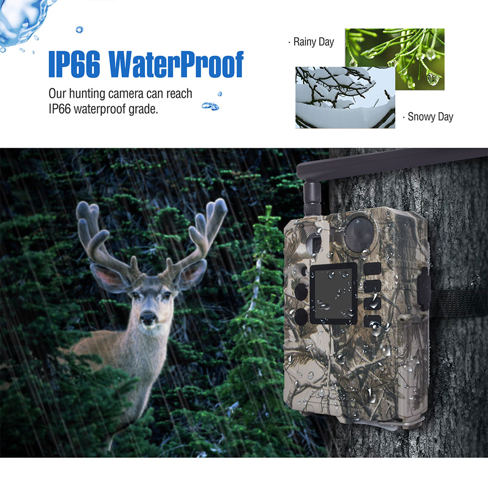 Trail Camera Wireless 4G Hunting Game Camera 940nm No Glow Black IR Camera+Memory Card+Batteries