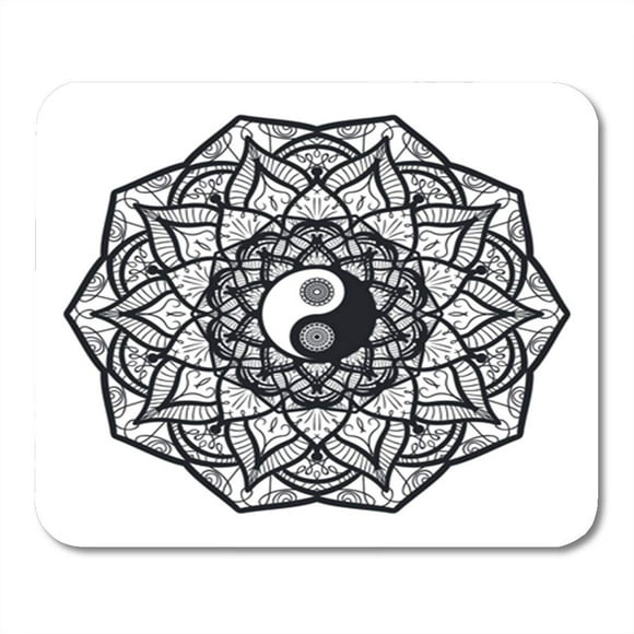 POGLIP Vintage Yin and Yang in Mandala Tao Symbol Tattoo Mousepad Mouse Pad Mouse Mat 9x10 inch