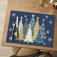 thumbnail image 2 of mubwai Navy Blue Xmas Trees Vinyl Christmas Placemats Set of 4, 12x18 Inch Washable Plastic Non-Slip Woven Winter Table Mats for Party Kitchen Dining Decor, 2 of 7