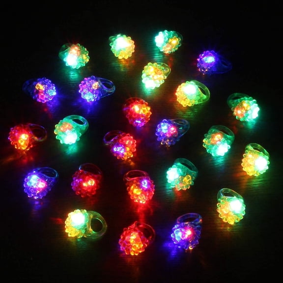 Novelty Place Party Stars Flashing LED Bumpy Jelly Ring Light-Up Toys (24 Pack)