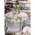 thumbnail image 4 of Spring Easter Bunny Outdoor Tablecloth - 54 Inch Round Dining Table Cover, Pink Plaid Tulip Botanical Eggs Waterproof Outdoor Table Cloth with Umbrella Hole & Zipper for Picnic/Patio/Party, 4 of 7