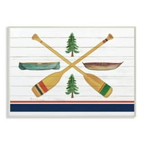 Stupell Industries Camping Crossed Oars Boats Brown Blue White Rustic Art Graphic Art Unframed Art Print Wall Art, 13x19, by Kim Allen