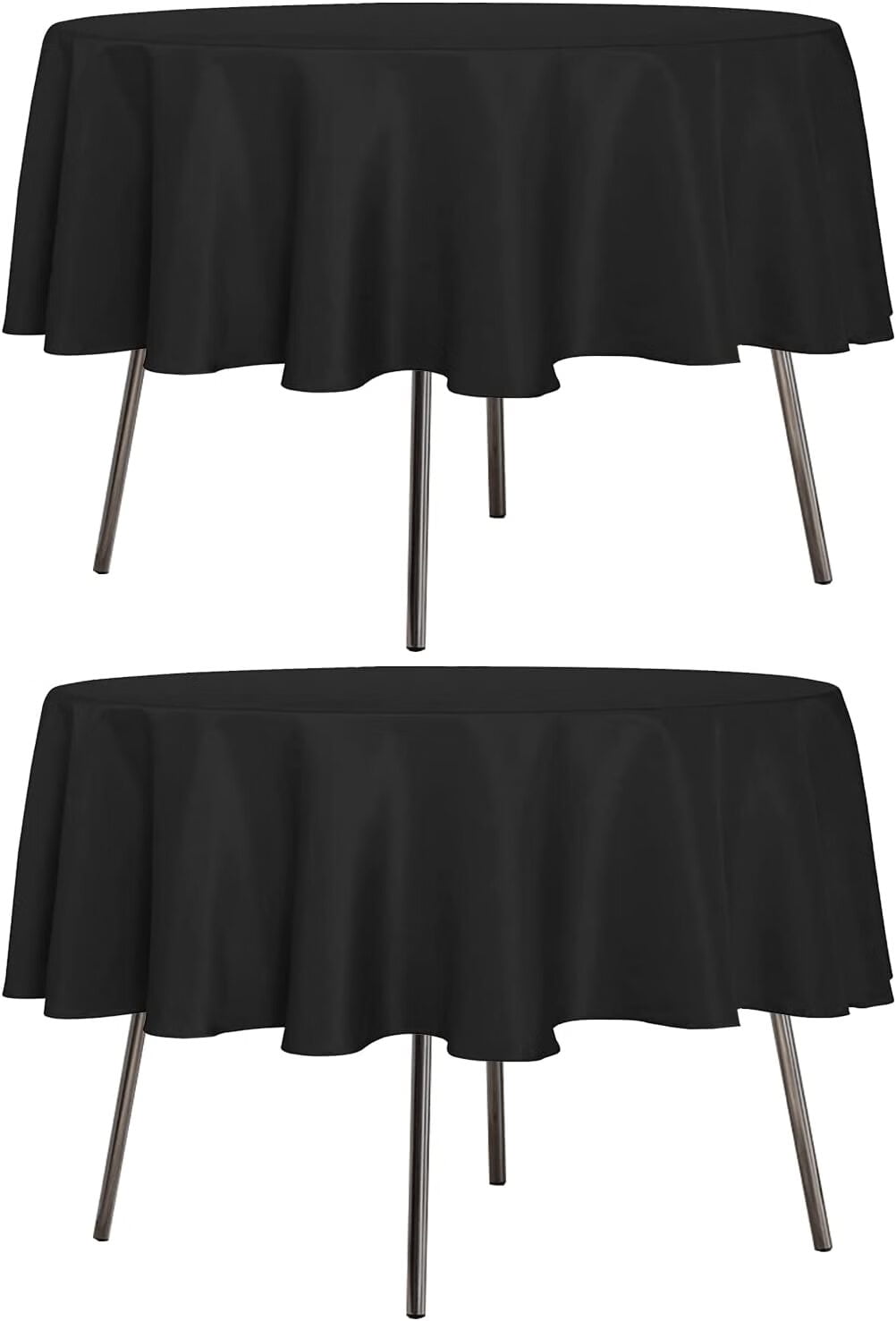 LUSHVIDA 2 Pack Black Tablecloths 60 inch Round Table Cloth Polyester