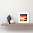 thumbnail image 2 of Lakeside Sunset Lake Landscape Black Ink And Watercolour Illustration Square Wooden Framed Wall Art Print Picture 8X8 Inch, 2 of 4