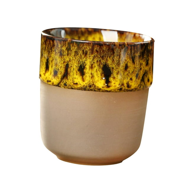 Copa de té de japonesa sin manejo de 150 ml de personalidad taza de café tazas de yerba para para jugo cafe granja regalo domicilio de Amarillo
