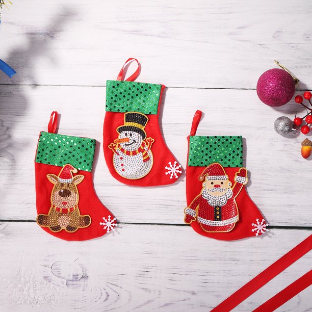 Cuadros Decorativos 3 piezas de medias de Navidad colgantes colgantes DIY pintura de diamantes Kit de arte hecho a mano Ehuebsd Nuevos Originales