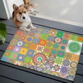 thumbnail image 3 of Entryway Rug 2'x3', Colorful Ethnic Small Rug for Kitchen Bathroom Door Mat Indoor Entrance, Modern Abstract National Geometric Green Non-Slip Area Rugs Floor Mats Carpet Front Door Rugs, 3 of 8