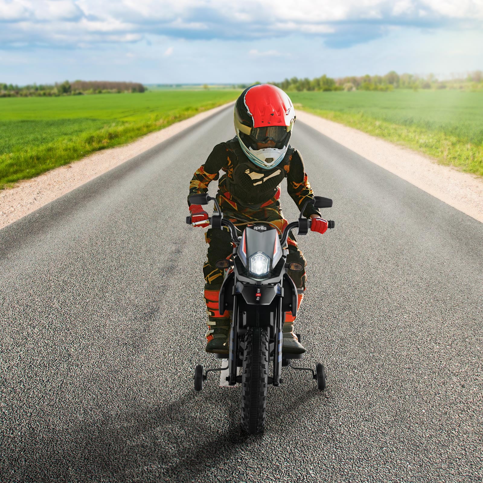 Costway 12V Licensed Aprilia Kids Ride On Motorcycle Electric Dirt Bike with Light & Music