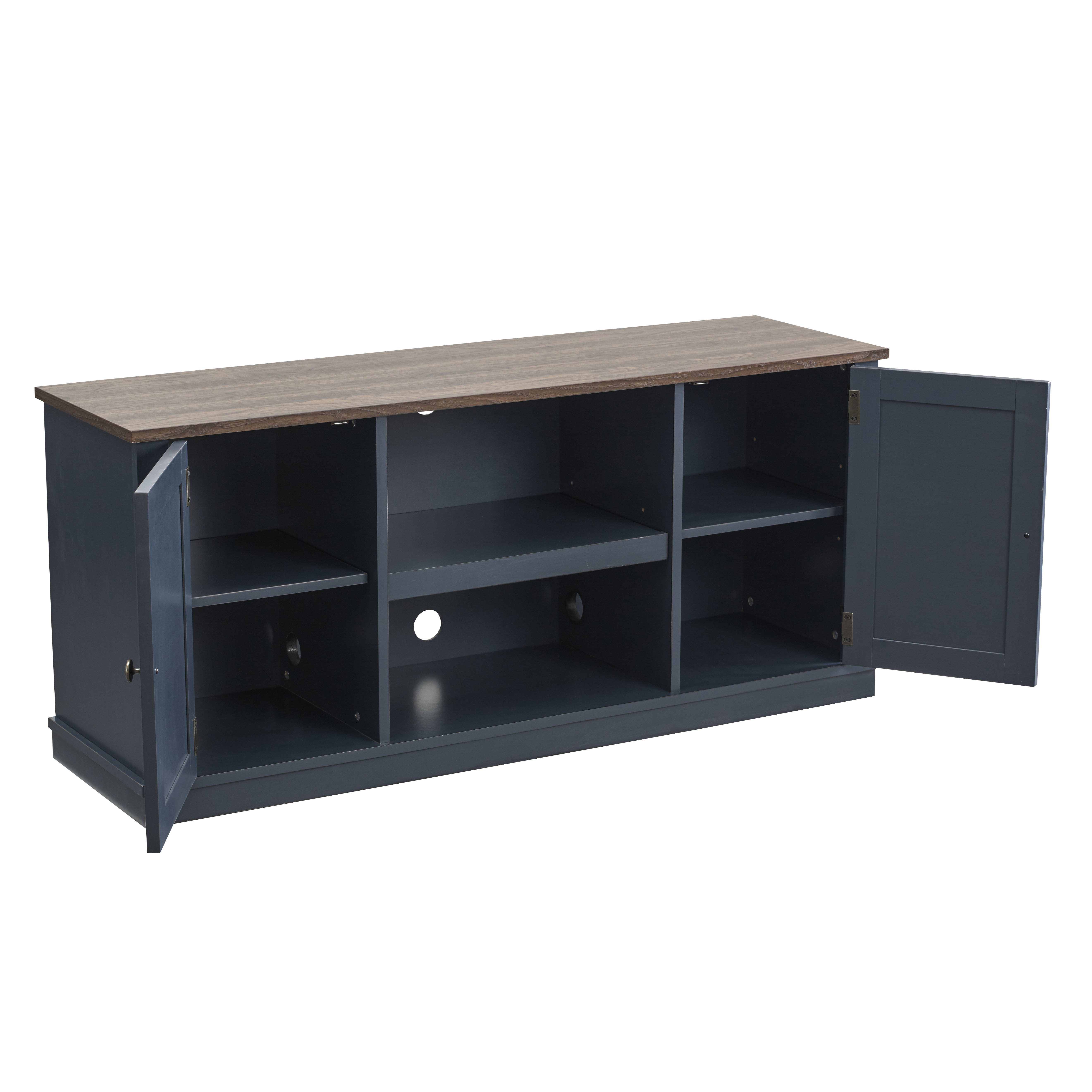 Joy River 54" Rustic TV Stand with Barn Door Cabinets,Navy