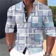 thumbnail image 1 of Camisa de manga larga con cuello alto y botones para hombre , camisa con estampado de hojas verdes, informal, suave y cómoda, para hombre, talla grande, 1 of 6