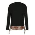 thumbnail image 4 of Taqqpue Sexy Square Neck Long Sleeve Shirts for Women,Womens Ripped Cut Out Pullover Tops Plaid & Leopard Splicing Drawstring Blouse Casual Top, 4 of 8