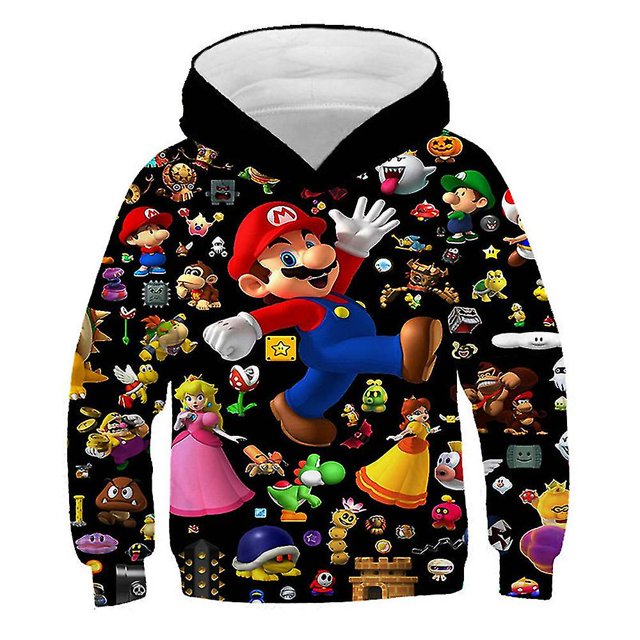 Niños Niños Niñas Super Mario Impreso Sudadera Con Capucha De Manga Larga Sudadera Con Capucha Jersey Casual Deportes Tops Regalo