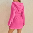 thumbnail image 7 of VANLOFE Unisex Warm Pajamas Household Clothes Solid Bathrobe Lengthened Night-robe Man's Nightgown Hooded Robes Hot Pink Robes Sleepwear for Woman S-3XL, 7 of 7