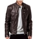 thumbnail image 5 of Chaqueta de cuero delgada con cuello de cuero PU y bolsillo tipo cárdigan con cremallera de gran tamaño para hombre, 5 of 6