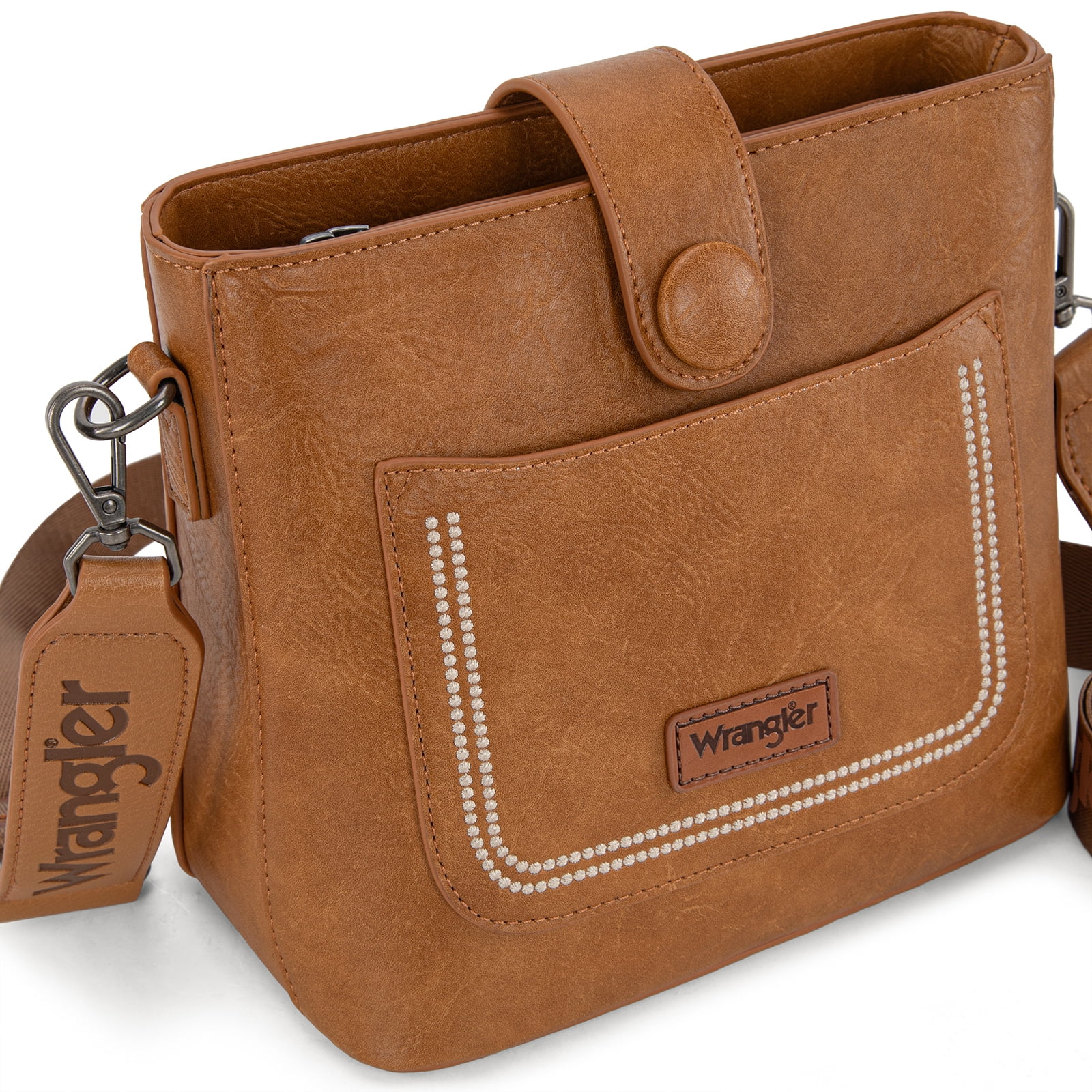 Wrangler Vintage Crossbody Purses for Women Purses and Handbags for Gift 8''H, Light Brown