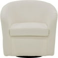 thumbnail image 2 of Fox Hill Trading Traditional Fabric Curved Arm Swivel Tub Chair in White, 2 of 4