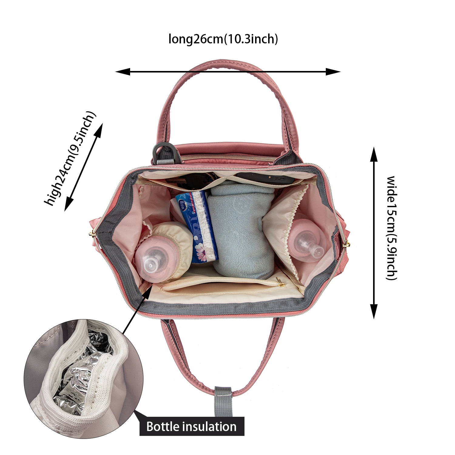 Baby Diaper Bag Nappy Backpack Waterproof Multi-Function Convertible Mini Smart Diaper Bag Backpack for Outdoor