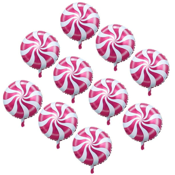 10pcs Lollypop Swirl Candy Mylar Foil Globos Boda Cumpleaños Decoración 45cm Rosado Yuyangstore Dulces Candy Lollipop Globo