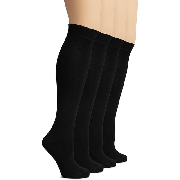 GFDYREE HUGH UGOLI Women's Bamboo Knee High Socks Comfort Seam Long Dress Socks, Soft & Lightweight Shoe Size 5-8/8-11, 4 Pairs