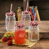 The Pioneer Woman Simple Homemade Goodness 16-Ounce Mason Jar with Timeless Floral Lid and Straw, 4-Pack