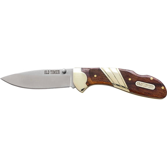 31OT Medium Lockback 6.5in High Carbon S.S. Folding Pocket Knife with 2.9in Drop Point Blade and Wood Handle for Hunting, Whittling, Carving, Camping, EDC, and Outdoors