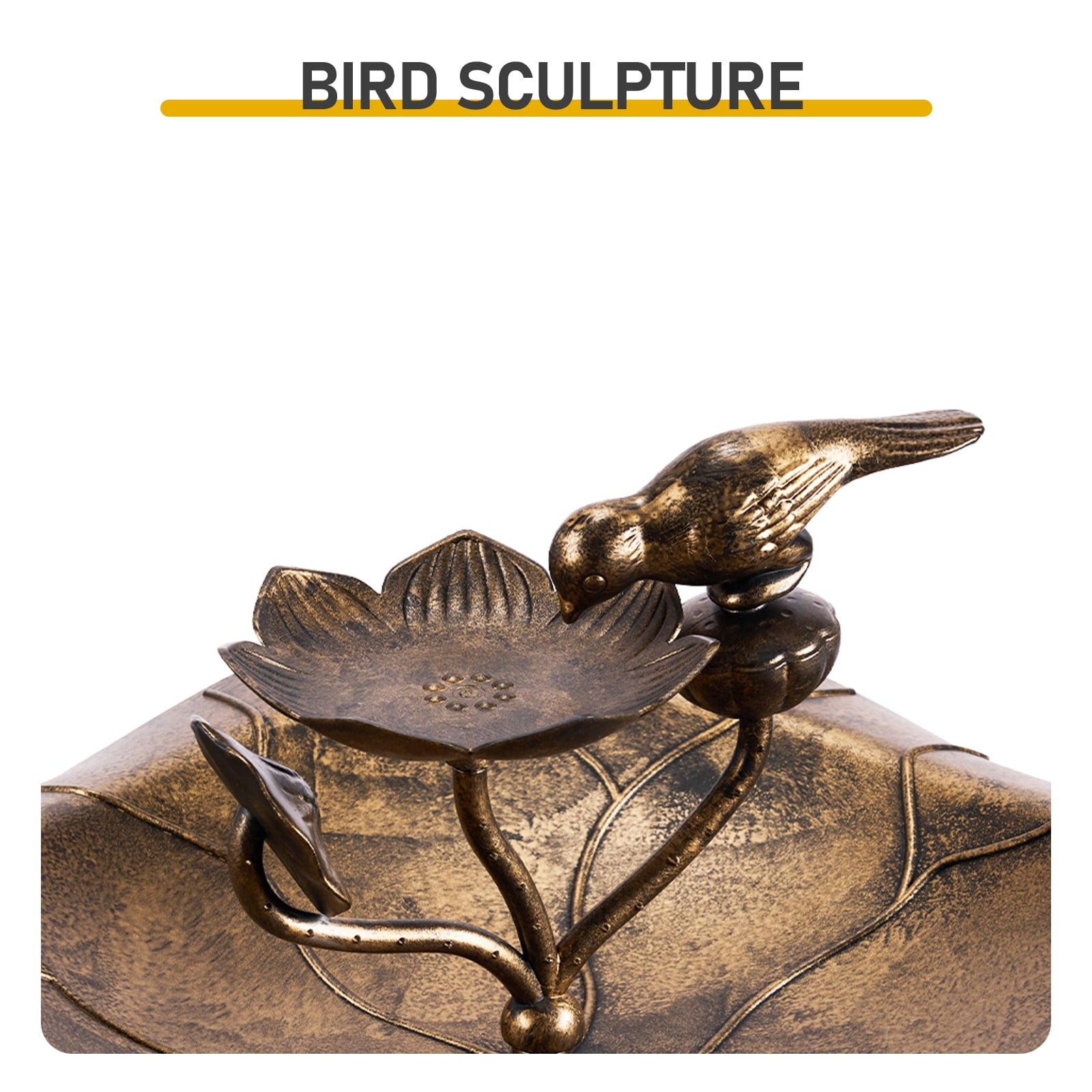 Resin Bird Bath With Lotus Edge & Feeder Tray, 50*50*86cm
