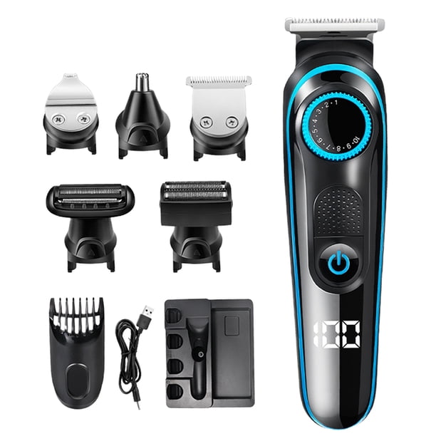 1 juego de cortadores de cabello con pantalla LCD 5 en 1 Cortador de cabello multifuncional Tijeras eléctricas Cortadora de cabello