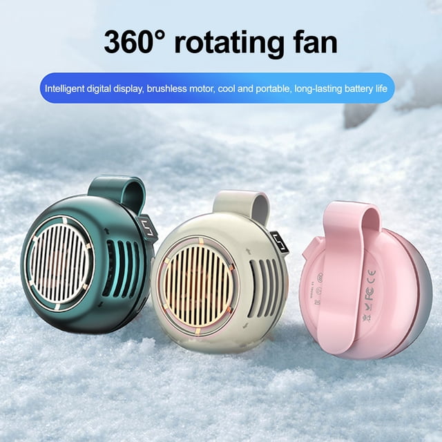 Ventilateur Portatif à Pince, Ventilateur Personnel Portable, Mini Ventilateur Silencieux Sans Pales, Petit Ventilateur à Courroie à 5 Vitesses Réglables, Ventilateur de Refroidissement Rechargeable à Rotation 360° pour Bureau, Voyage, Usage Extérieur