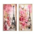 thumbnail image 2 of Designart "Pink Blossoming Spring in Vintage Paris Collage II" City Paris Framed Wall Art Set Of 2 - Traditional Pink Framed Canvas Set For Living Room Decor, 2 of 6