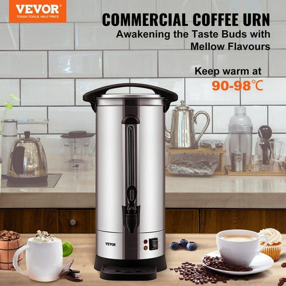 Commercial Coffee Urn 110 Cup Stainless Steel Coffee Maker Fast Brewing Large Capacity Coffee Dispenser for Events Catering