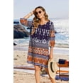 thumbnail image 2 of Zeagoo Vocation Women Casual Summer Dress Boho V Neck 2025 Long Sleeve Short Babydoll Floral Print Flowy Beach Dresses, 2 of 9