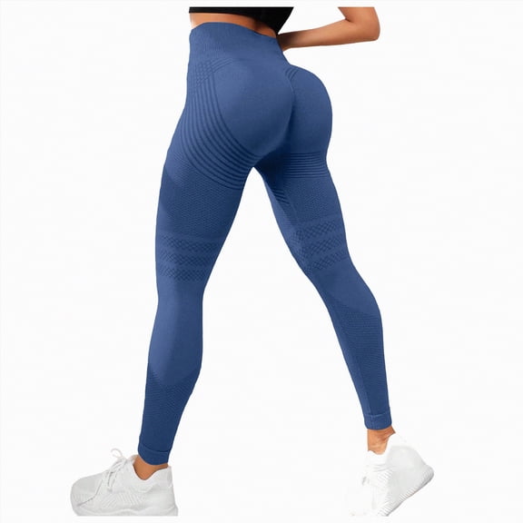 enyan Fleece Lined Leggings Women Tummy Control Women Scrunch Butt Lifting Seamless Leggings Booty High Waisted Workout Yoga Pants,Navy,XXXXL